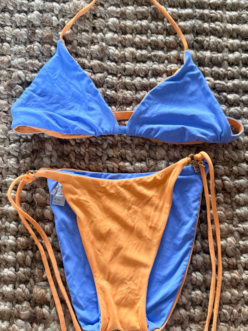 Vintage fashion collectors dream!LA PERLA Reversible Bikini Set Blue Orange